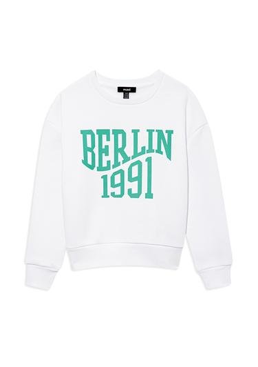  Mavi Berlin Baskılı Beyaz Sweatshirt 7610038-620