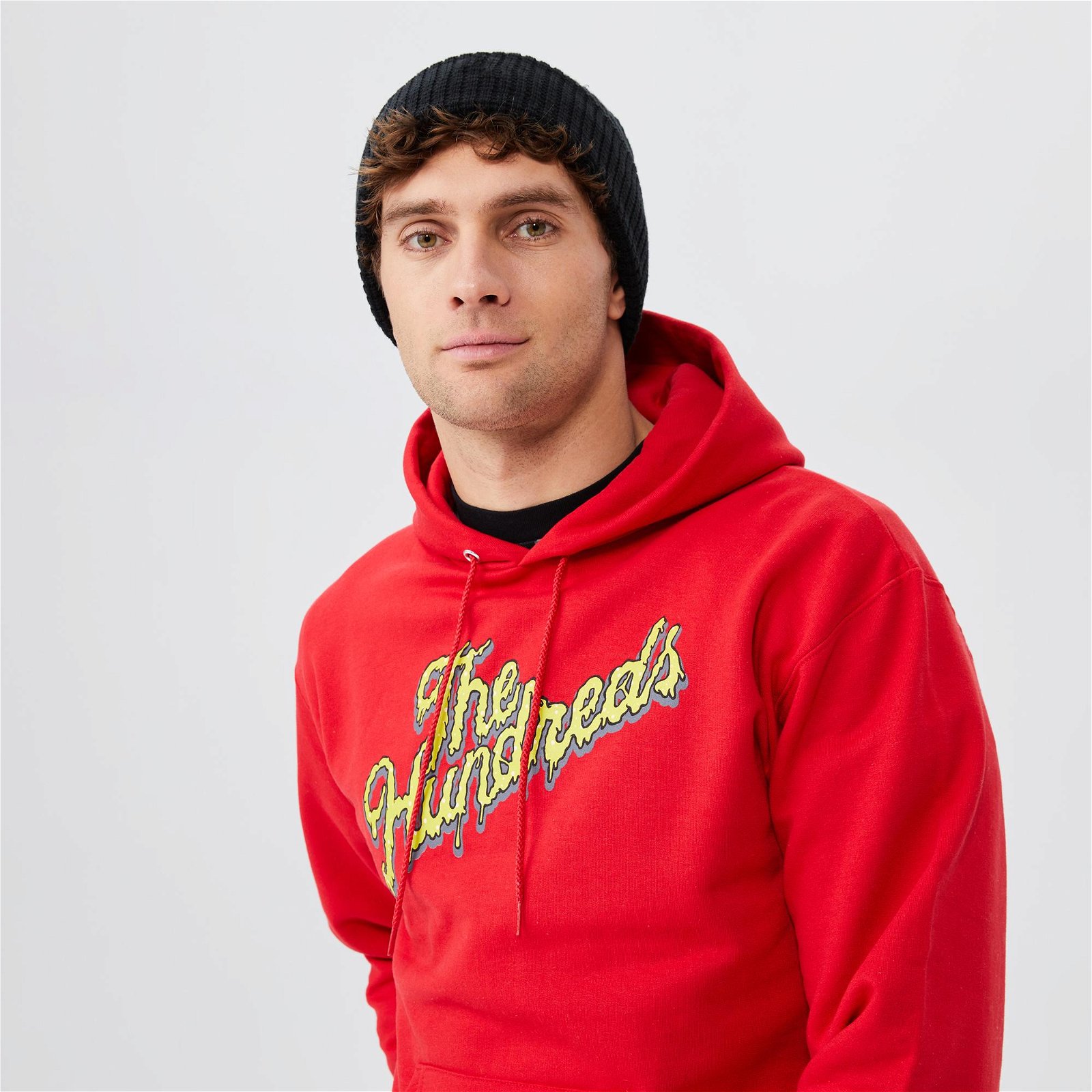 The Hundreds Slime Slant Pullover Erkek Kırmızı Hoodie Sweatshirt