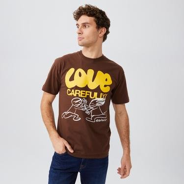  Market Love Carefully Erkek Kahverengi T-Shirt