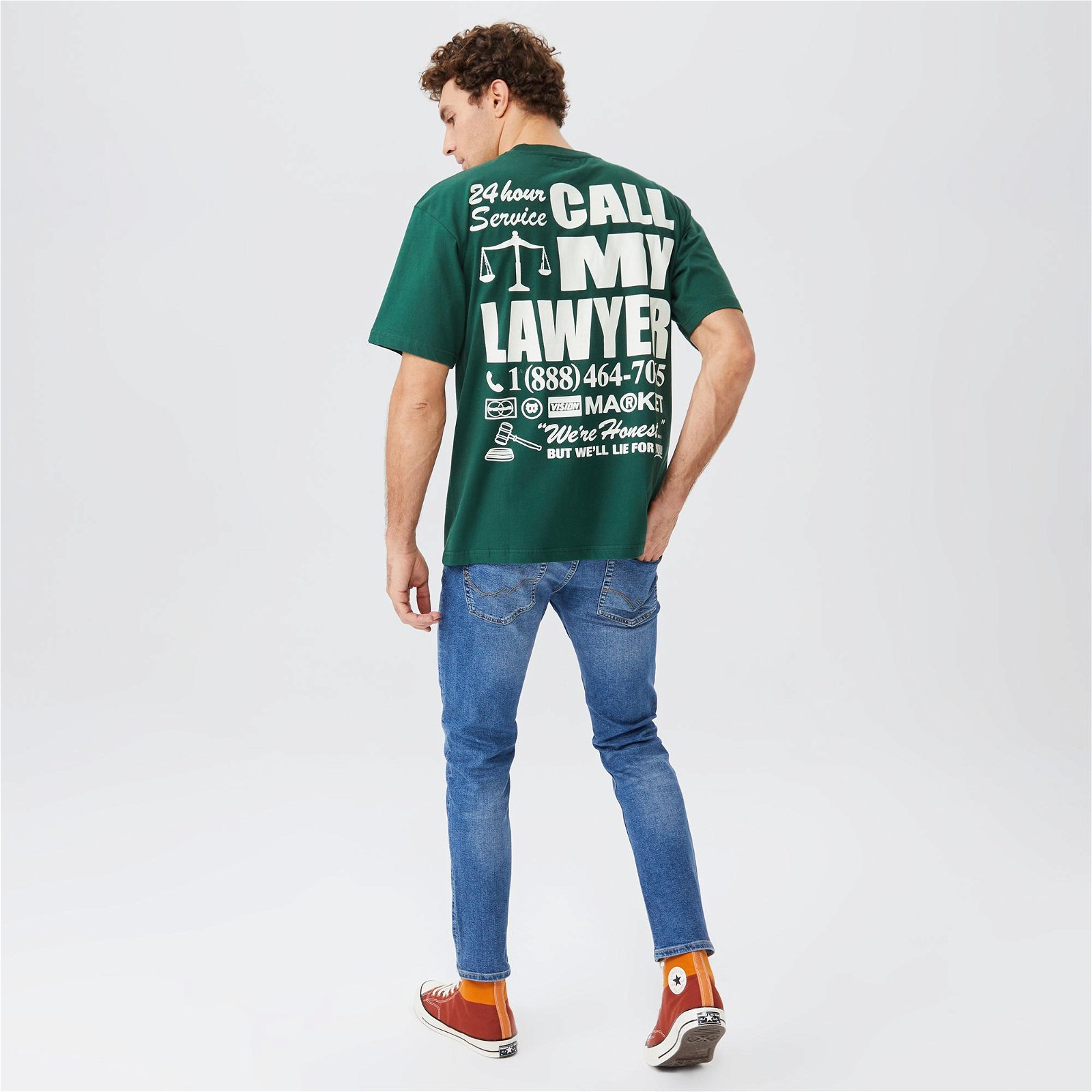 Market 24 Hr Lawyer Service Pocket Erkek Yeşil T-Shirt