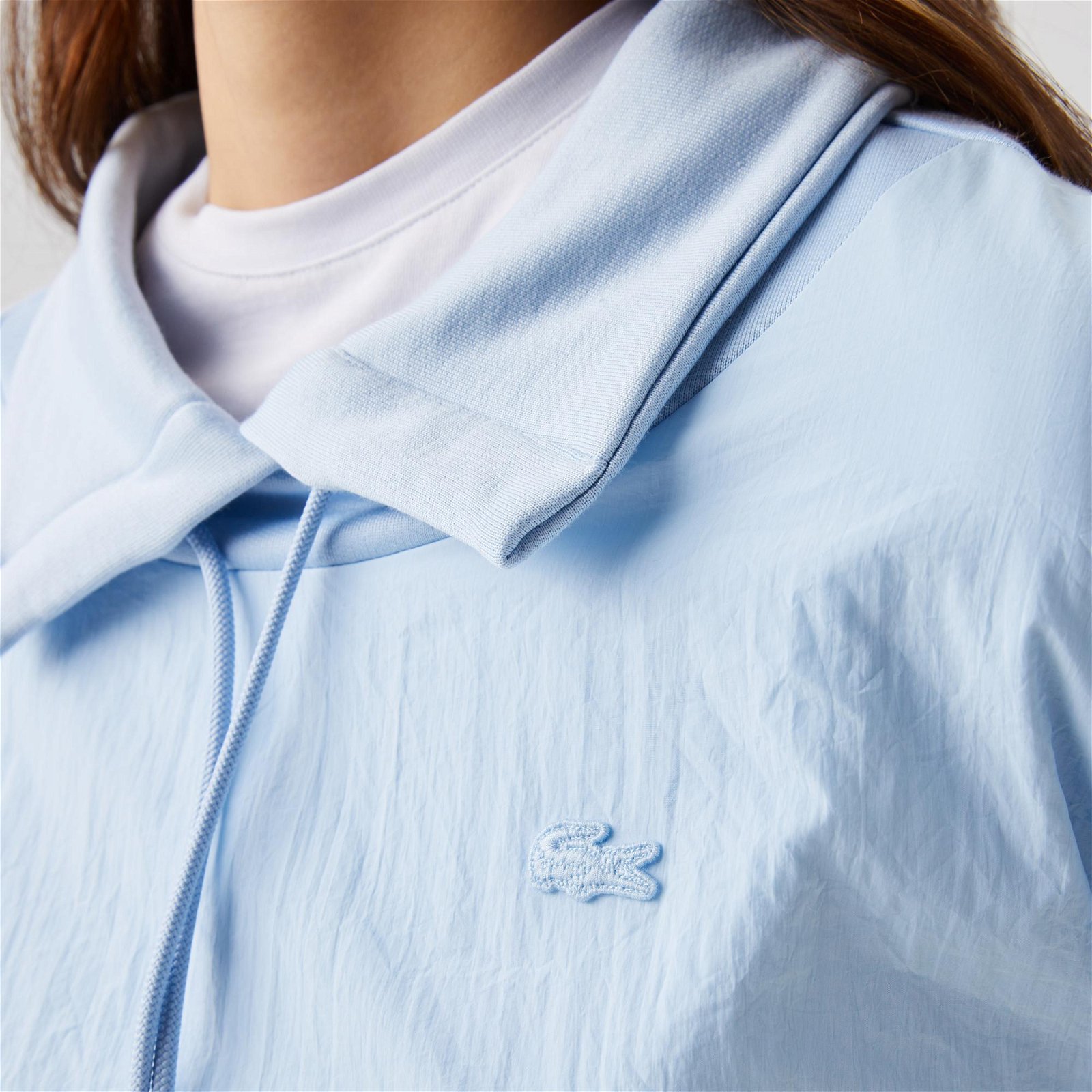 Lacoste Kadın Regular Fit Ayarlanabilir Dik Yaka Açık Mavi Sweatshirt