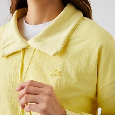  Lacoste Kadın Regular Fit Ayarlanabilir Dik Yaka Sarı Sweatshirt