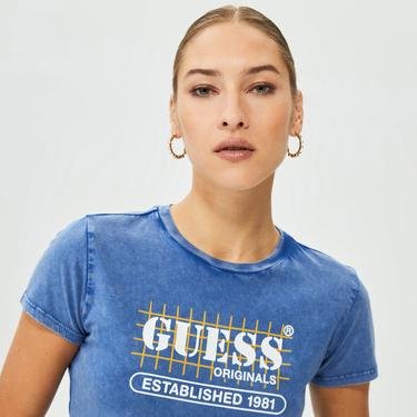  Guess Originals Go Raelyn Grid Crop Baby Kadın Renkli T-Shirt