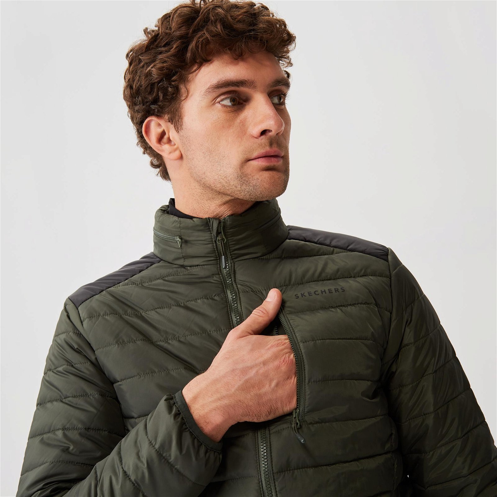 Skechers M Panel Turtle Neck  Jacket Erkek Yeşil Ceket