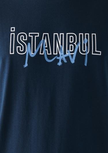  Mavi İstanbul Baskılı Lacivert Tişört Regular Fit / Normal Kesim 067114-34319