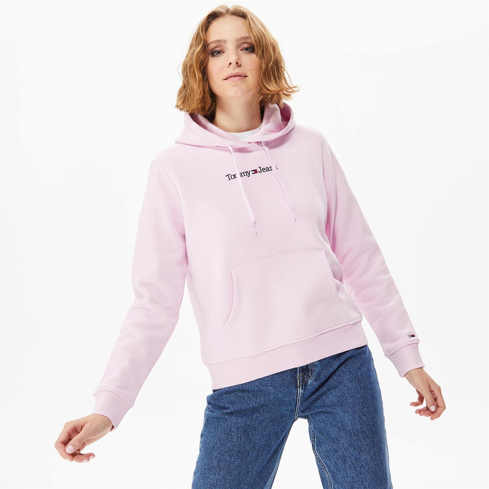 Tommy Jeans Reg Serif Linear Kadın Pembe Sweatshirt