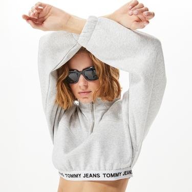  Tommy Jeans Super Crop Logo Waistband Kadın Gri Sweatshirt