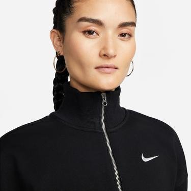  Nike Sportswear Phoenix Fleece Qz Crop Kadın Siyah Sweatshirt