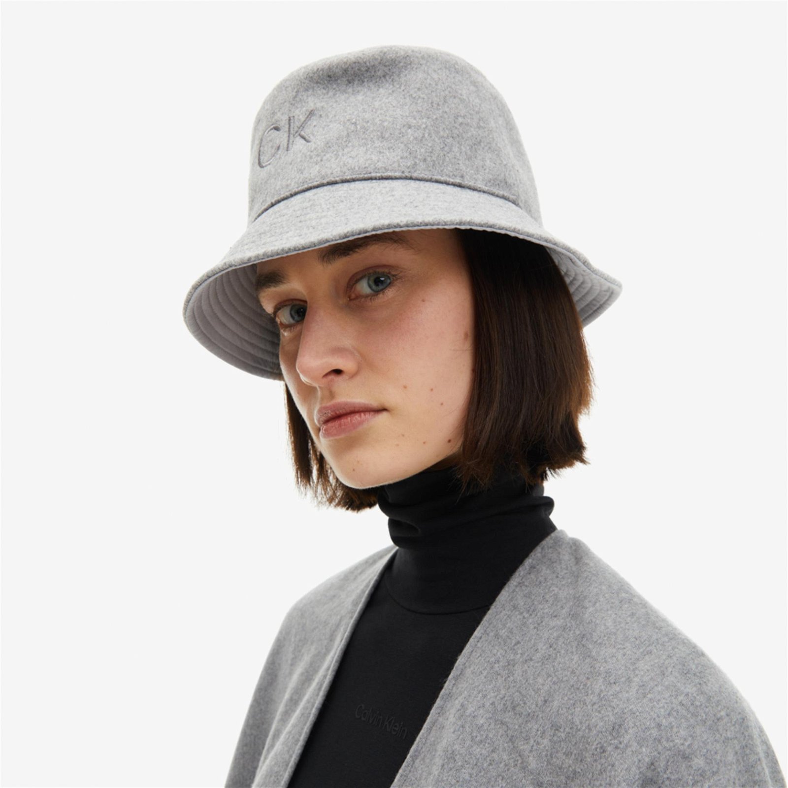 Calvin Klein Neutral Wools Bucket Kadın Gri Şapka