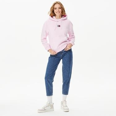  Tommy Jeans Center Badge Fleece Kadın Pembe Sweatshirt
