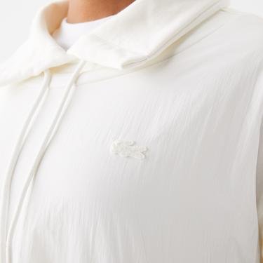  Lacoste Kadın Regular Fit Dik Yaka Beyaz Sweatshirt