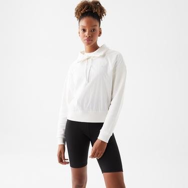  Lacoste Kadın Regular Fit Dik Yaka Beyaz Sweatshirt