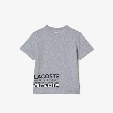  Lacoste Active Çocuk Bisiklet Yaka Baskılı Gri T-Shirt