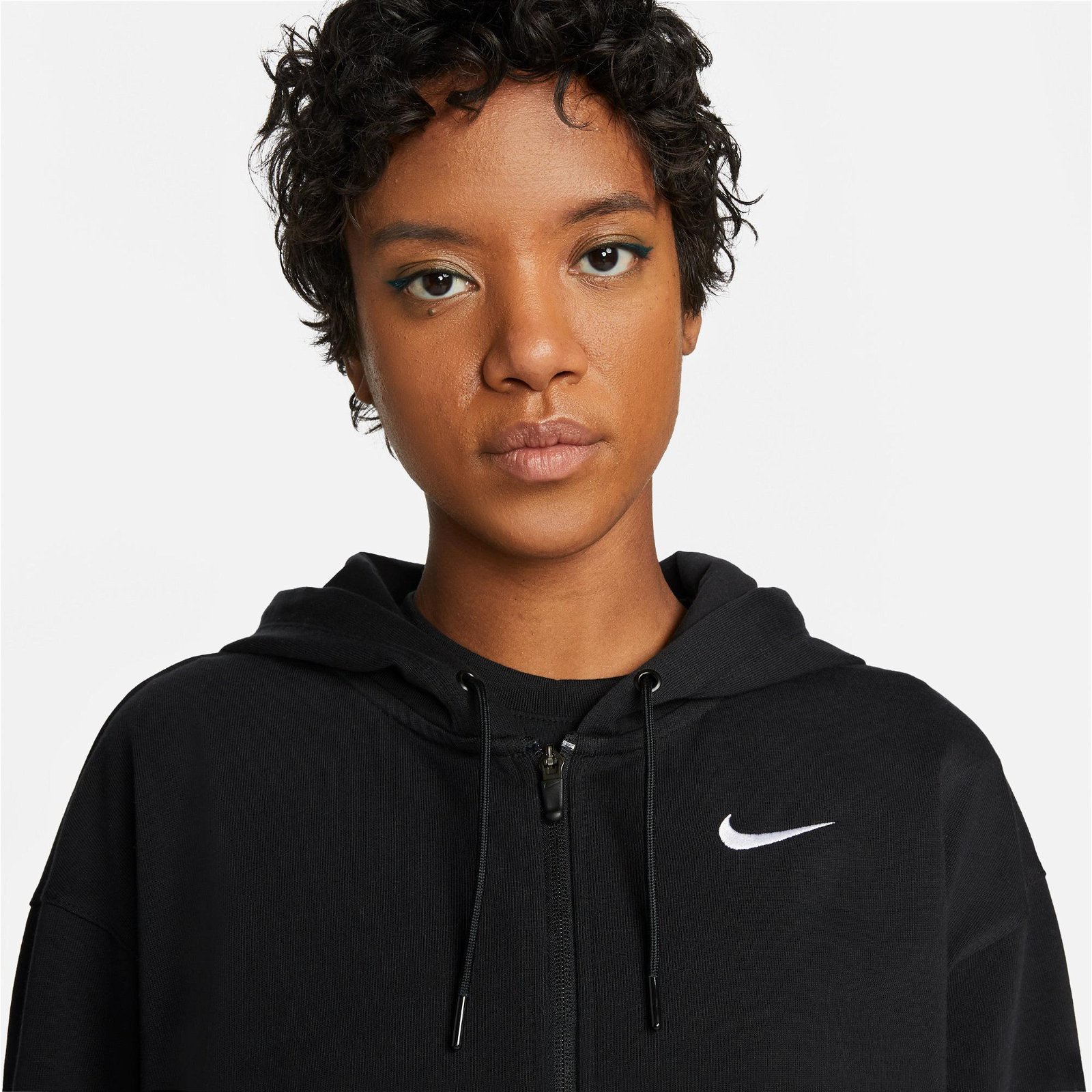 Nike Sportswear Jersey Oversize Full-Zip Hoodie Kadın Siyah Sweatshirt