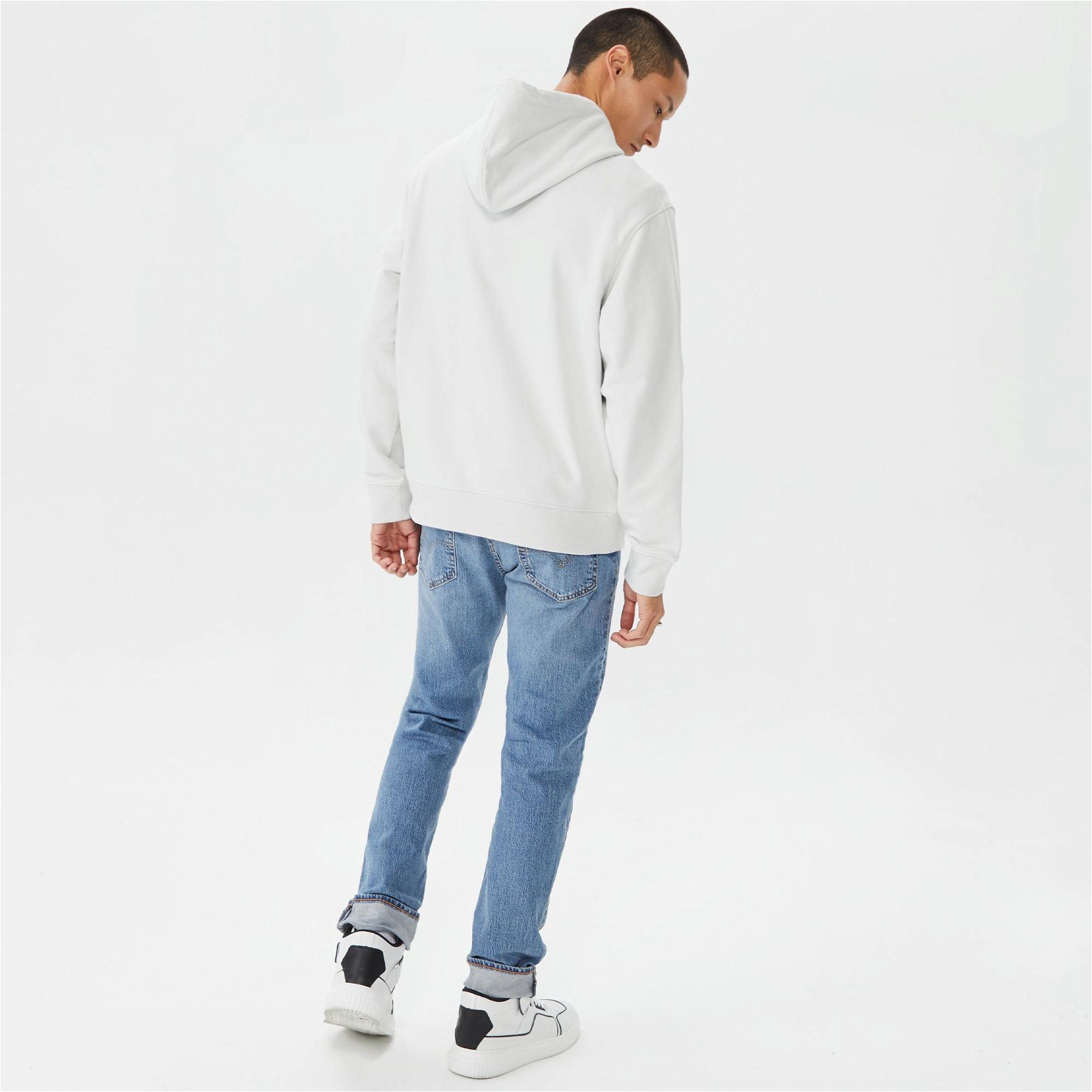 Calvin Klein Jeans Stacked Logo Erkek Gri Hoodie Sweatshirt