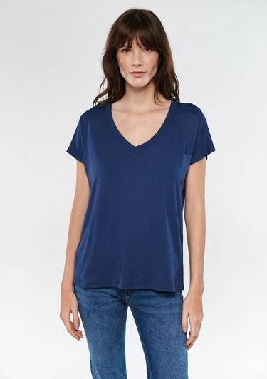  Mavi V Yaka Lacivert Basic Tişört Regular Fit / Normal Kesim 167714-28319