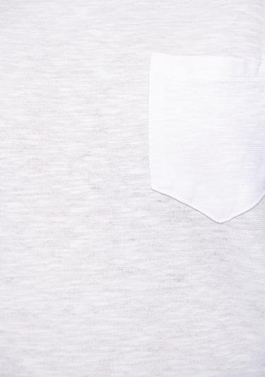  Mavi Cepli Beyaz Basic Tişört Loose Fit / Bol Rahat Kesim 165846-21649