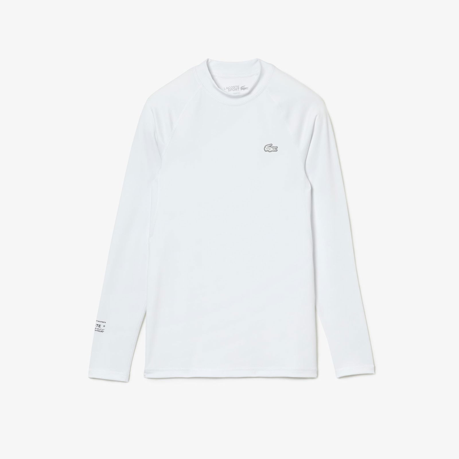 Lacoste Active Erkek Tapered Fit Uzun Kollu Bisiklet Yaka Baskılı Beyaz T-Shirt