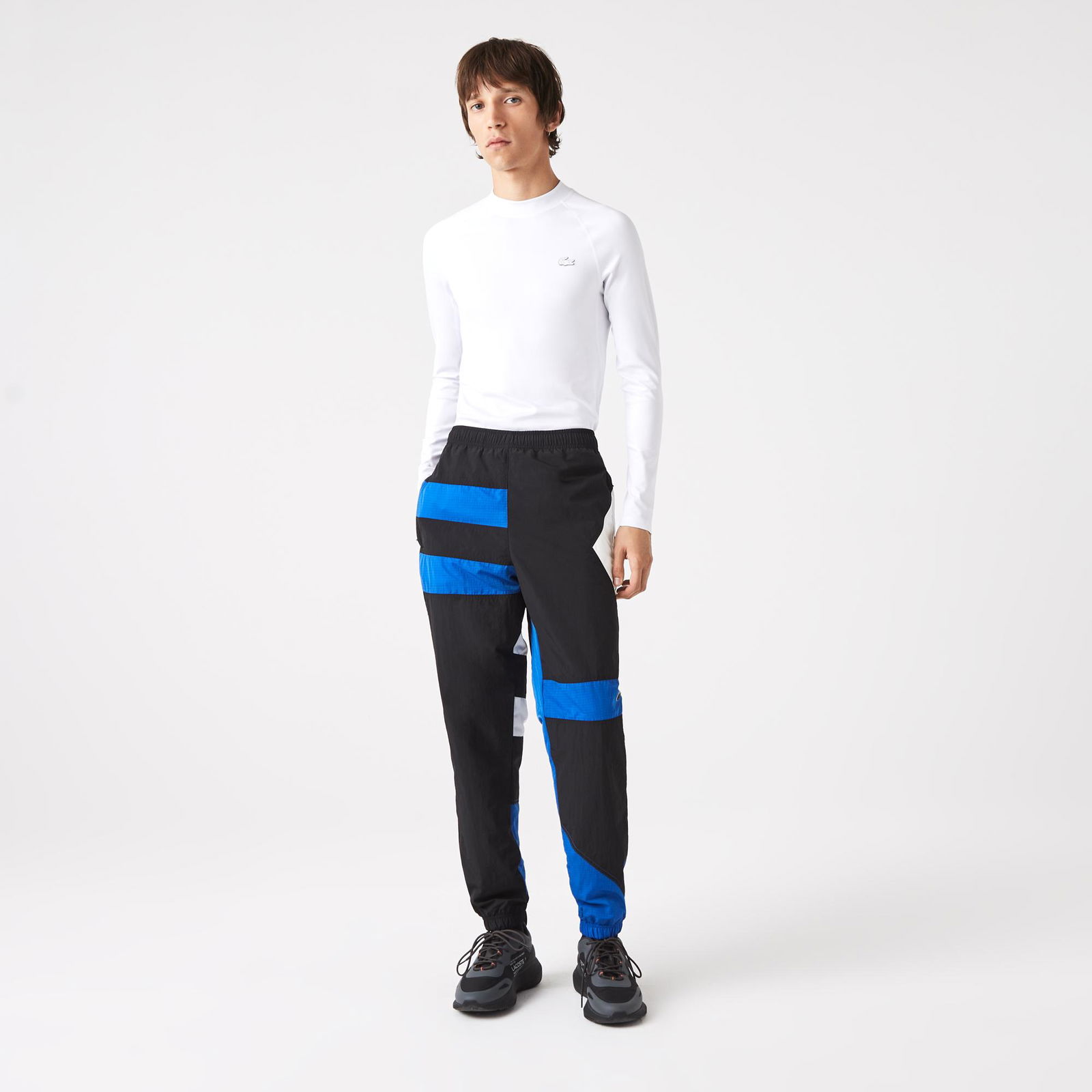 Lacoste Active Erkek Tapered Fit Uzun Kollu Bisiklet Yaka Baskılı Beyaz T-Shirt