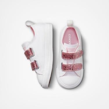  Converse Chuck Taylor All Star 2V Easy-On Glitter Strap Bebek Beyaz Sneaker