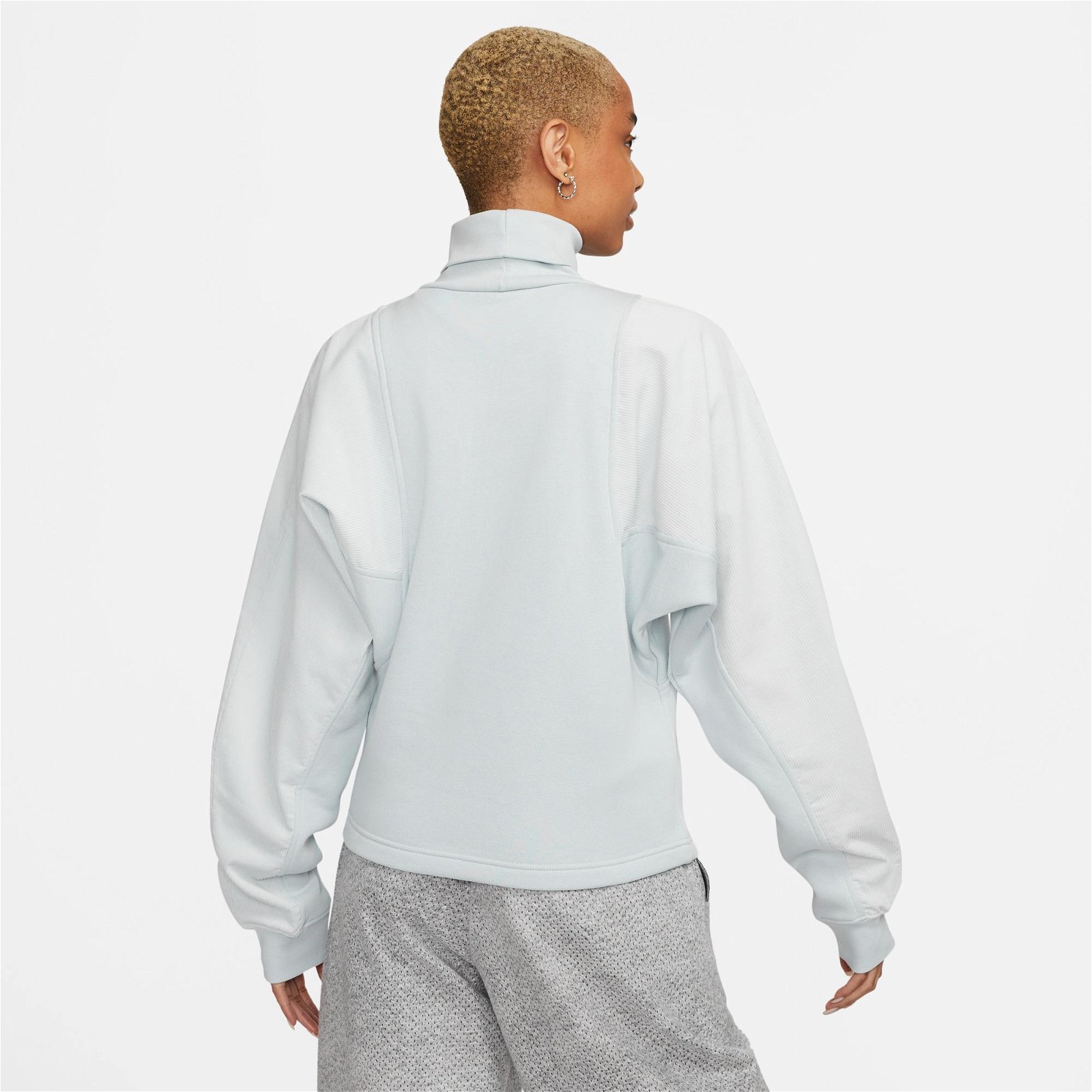 Nike Sportswear Air Cord Fleece Top Kadın Gri Sweatshirt