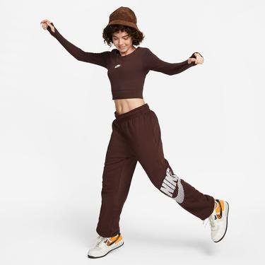  Nike Sportswear Fleece Oversized Kadın Kahverengi Eşofman Altı