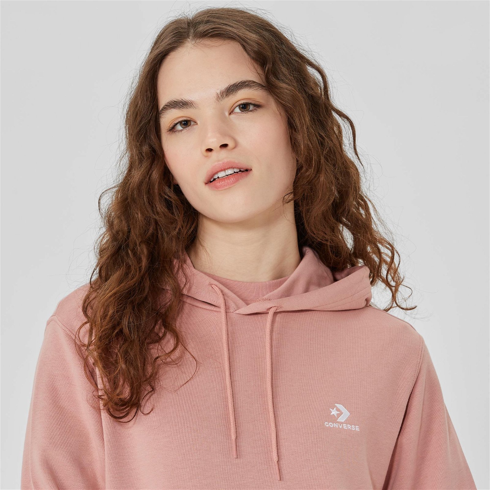 Converse Go-To Embroidered Star Chevron  Unisex Pembe Hoodie