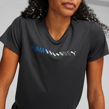  Puma Run Logo Kadın Siyah T-Shirt
