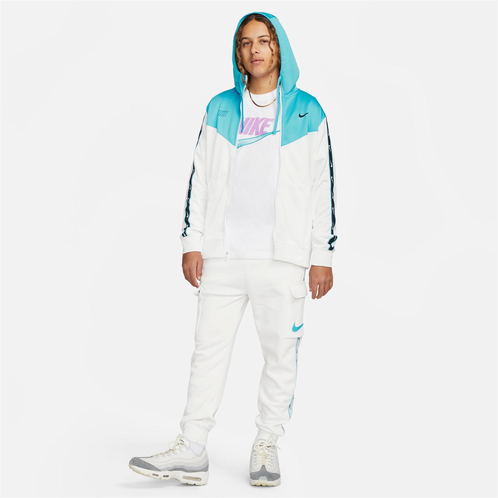 Nike Sportswear Repeat Full-Zip Hoody Erkek Beyaz Ceket