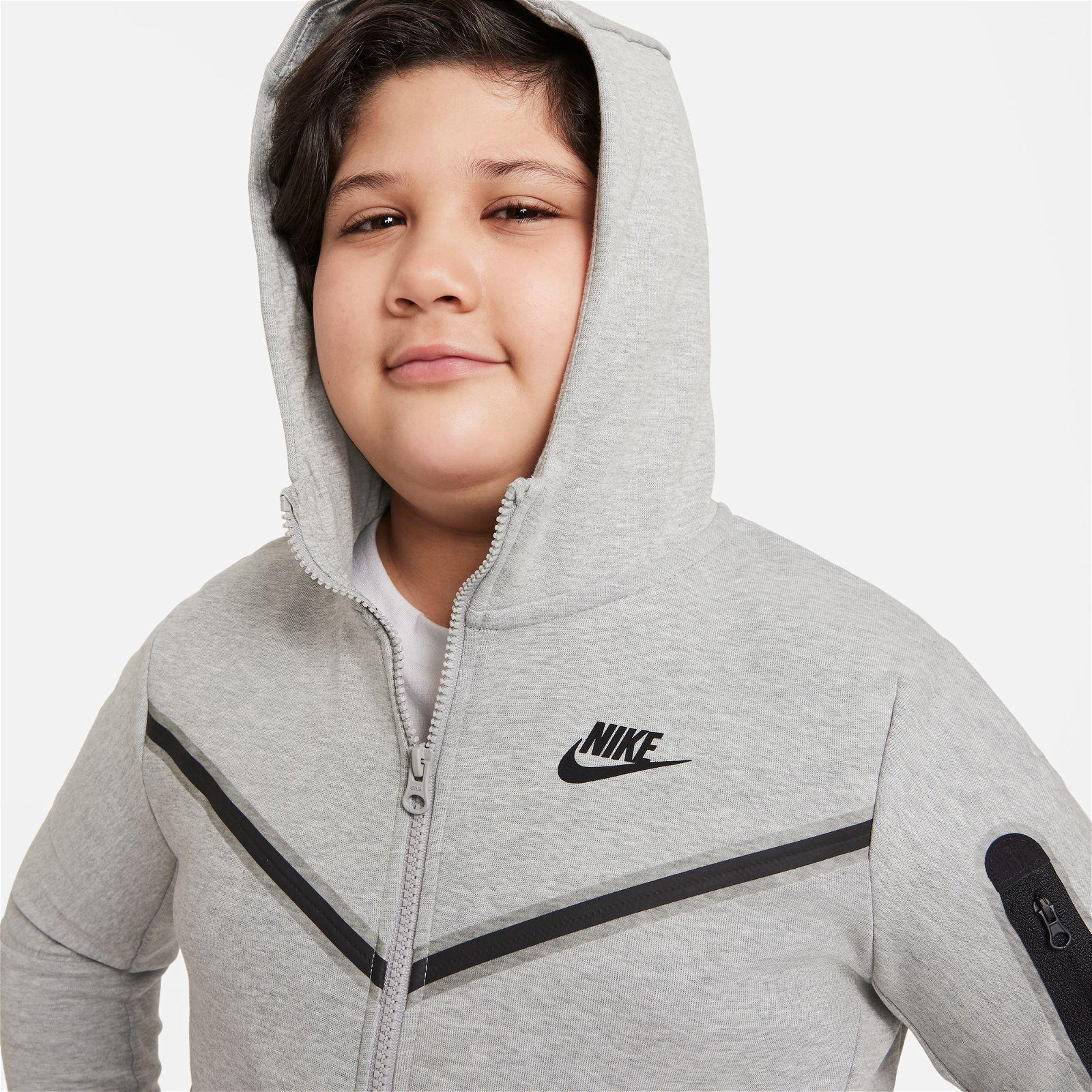 Nike Sportswear Tech Fleece Full-Zip Çocuk Gri Sweatshirt