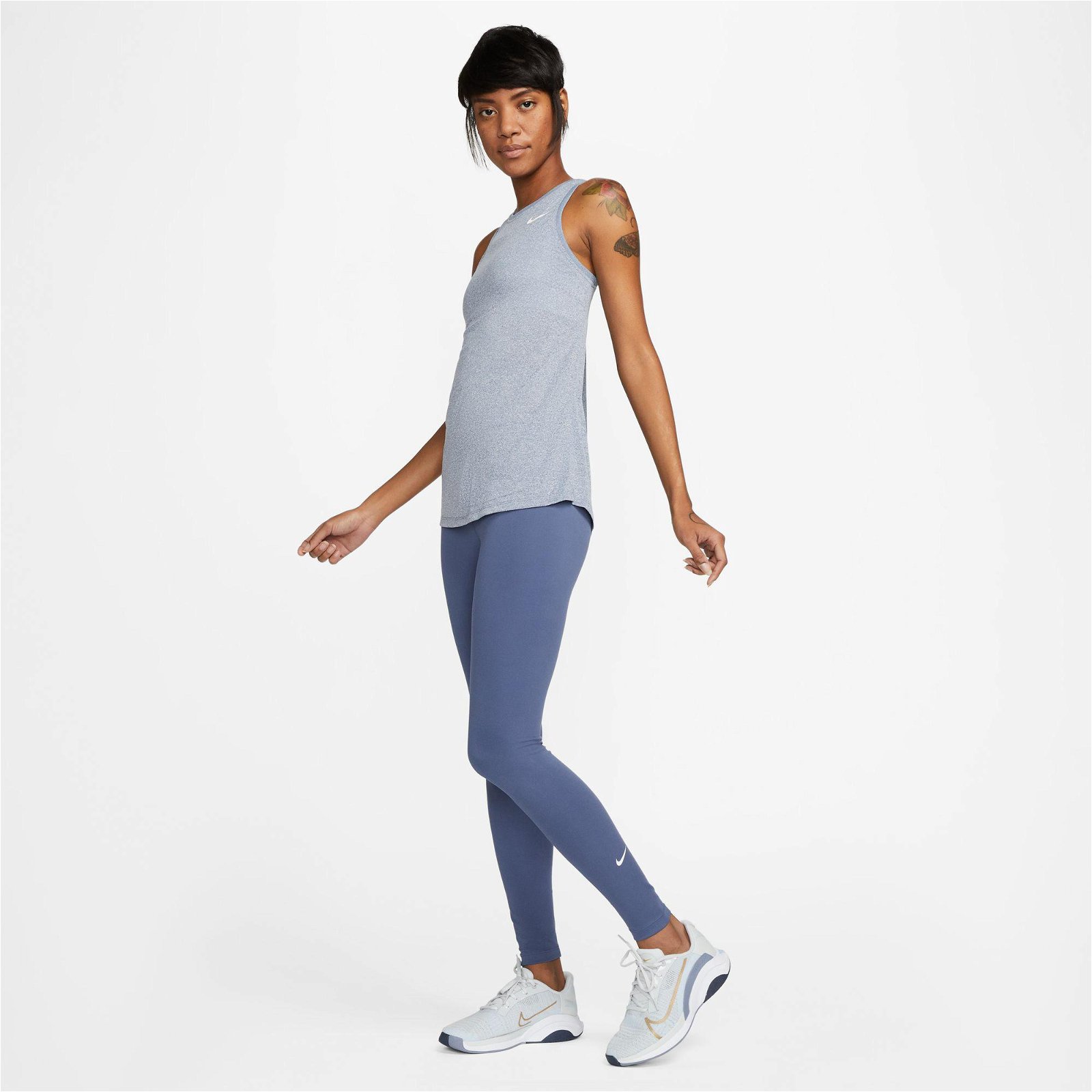 Nike One Dri-Fit Mid Rise Kadın Mavi Tayt