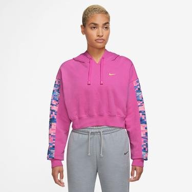  Nike Dri-Fit Gt Fit Hoodie Pro Allover Print Kadın Pembe Sweatshirt