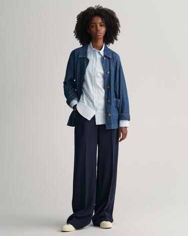  GANT Kadın Mavi Slim Fit Düğmeli Yaka Oxford Gömlek