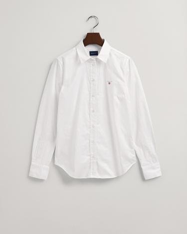  GANT Kadın Beyaz Slim Fit Düğmeli Yaka Oxford Gömlek