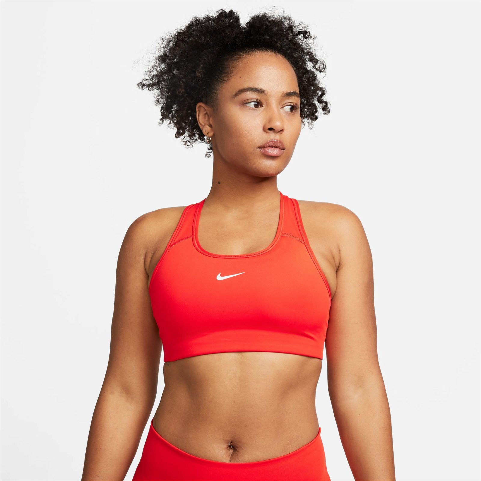 Nike Dri-Fit Swoosh 1 Piece Pad Kadın Kırmızı Bra