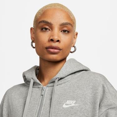  Nike Sportswear Fleece Full-Zip Hoodie Kadın Gri Sweatshirt
