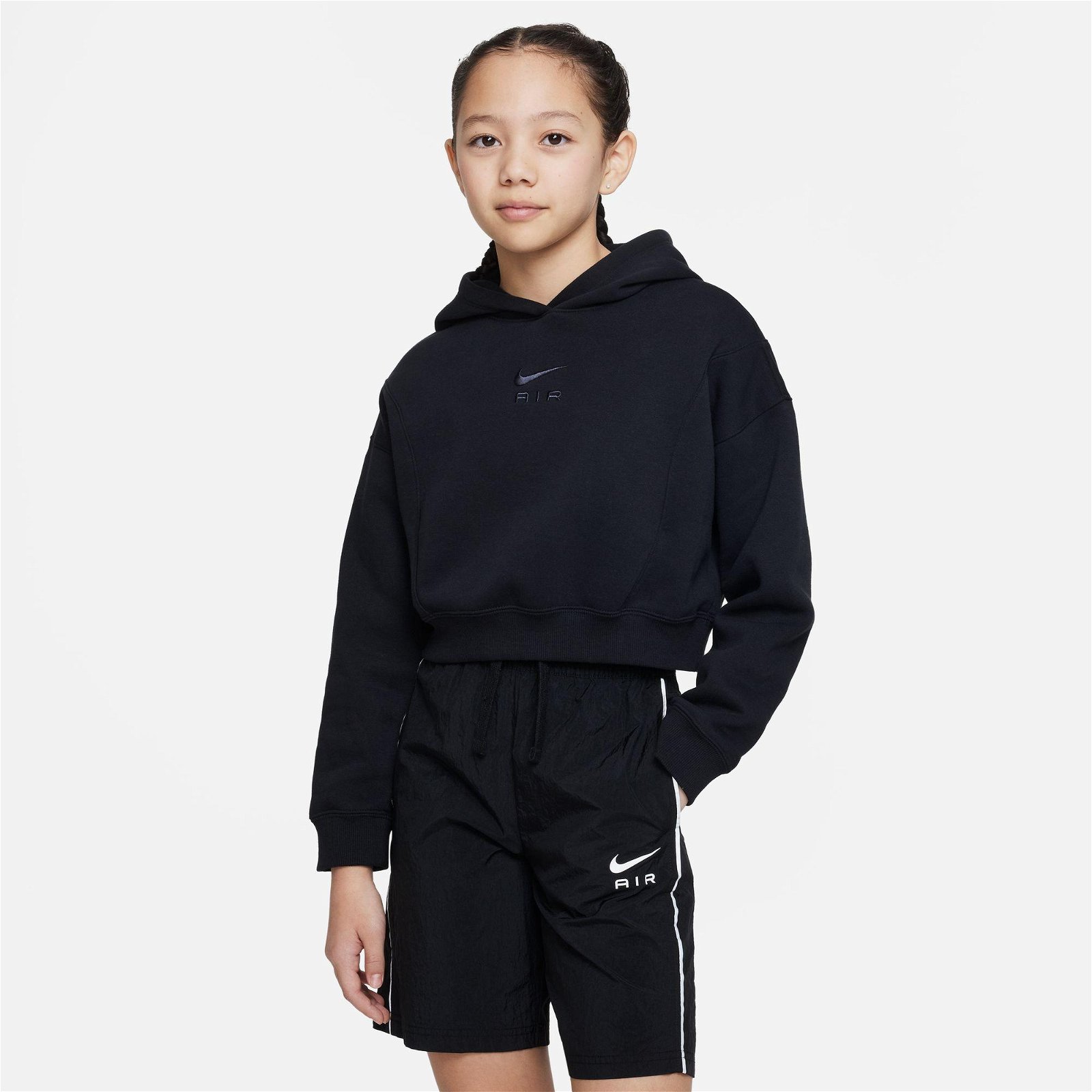 Nike Sportswear Air Crop Hoodie Çocuk Siyah Sweatshirt