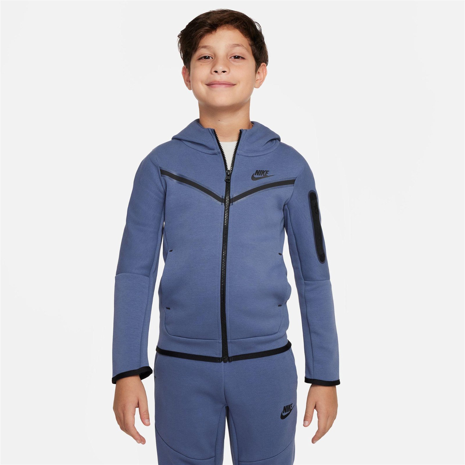Nike Sportswear Tech Fleece Full-Zip Çocuk Mavi Sweatshirt