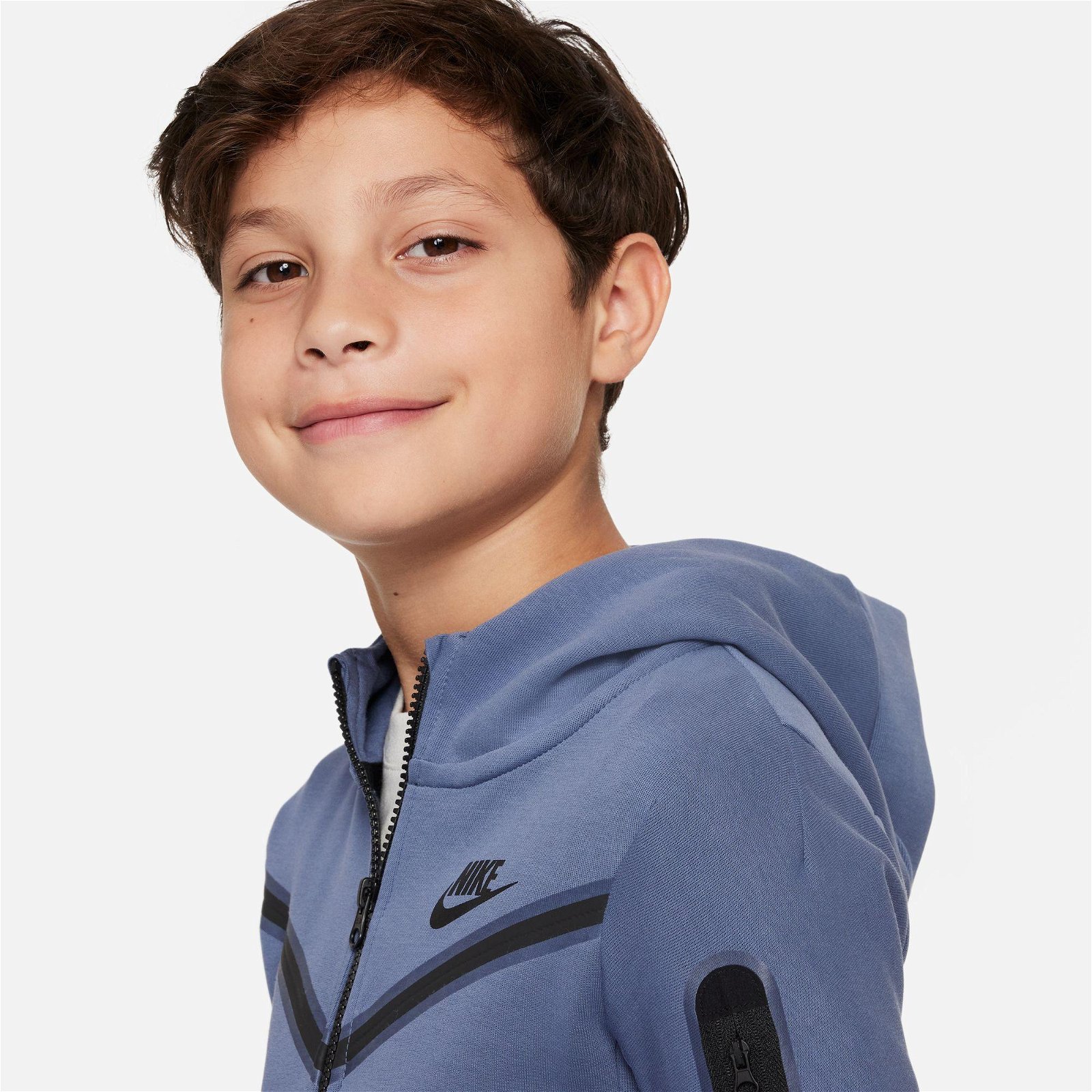 Nike Sportswear Tech Fleece Full-Zip Çocuk Mavi Sweatshirt