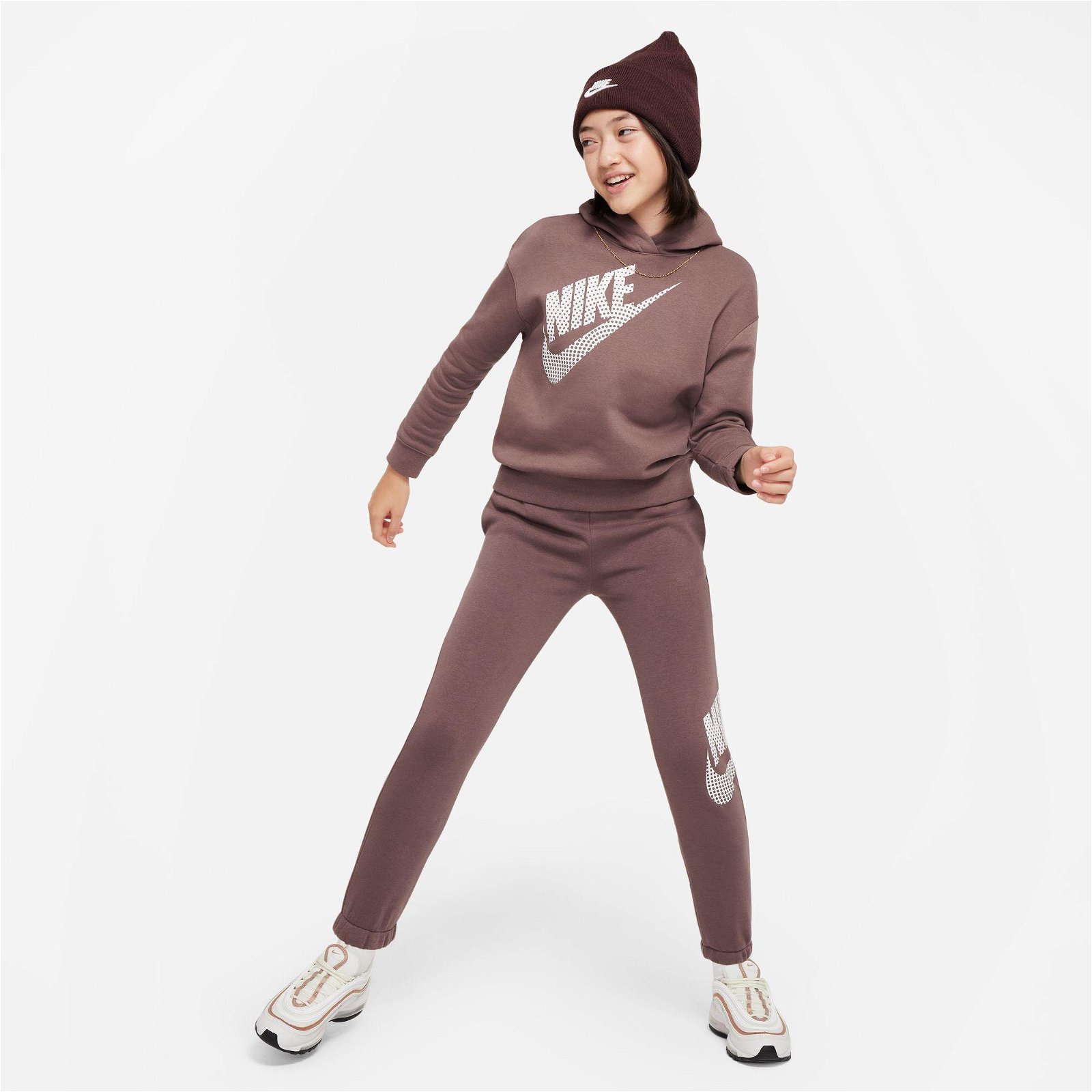 Nike Sportswear Fleece Oversized Çocuk Kahverengi Eşofman Altı