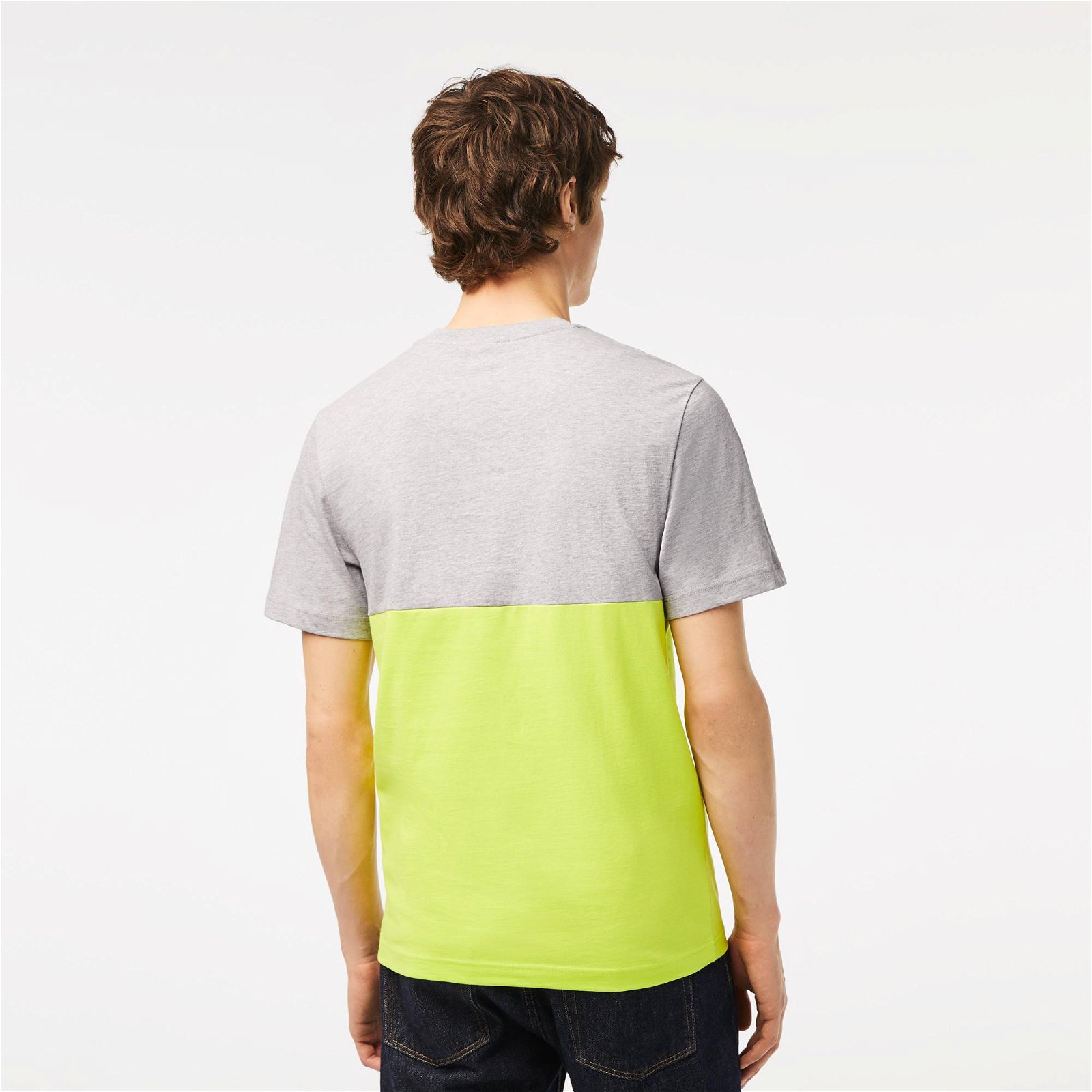 Lacoste Erkek Regular Fit Bisiklet Yaka Renk Bloklu Sarı T-Shirt