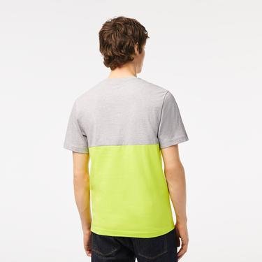  Lacoste Erkek Regular Fit Bisiklet Yaka Renk Bloklu Sarı T-Shirt