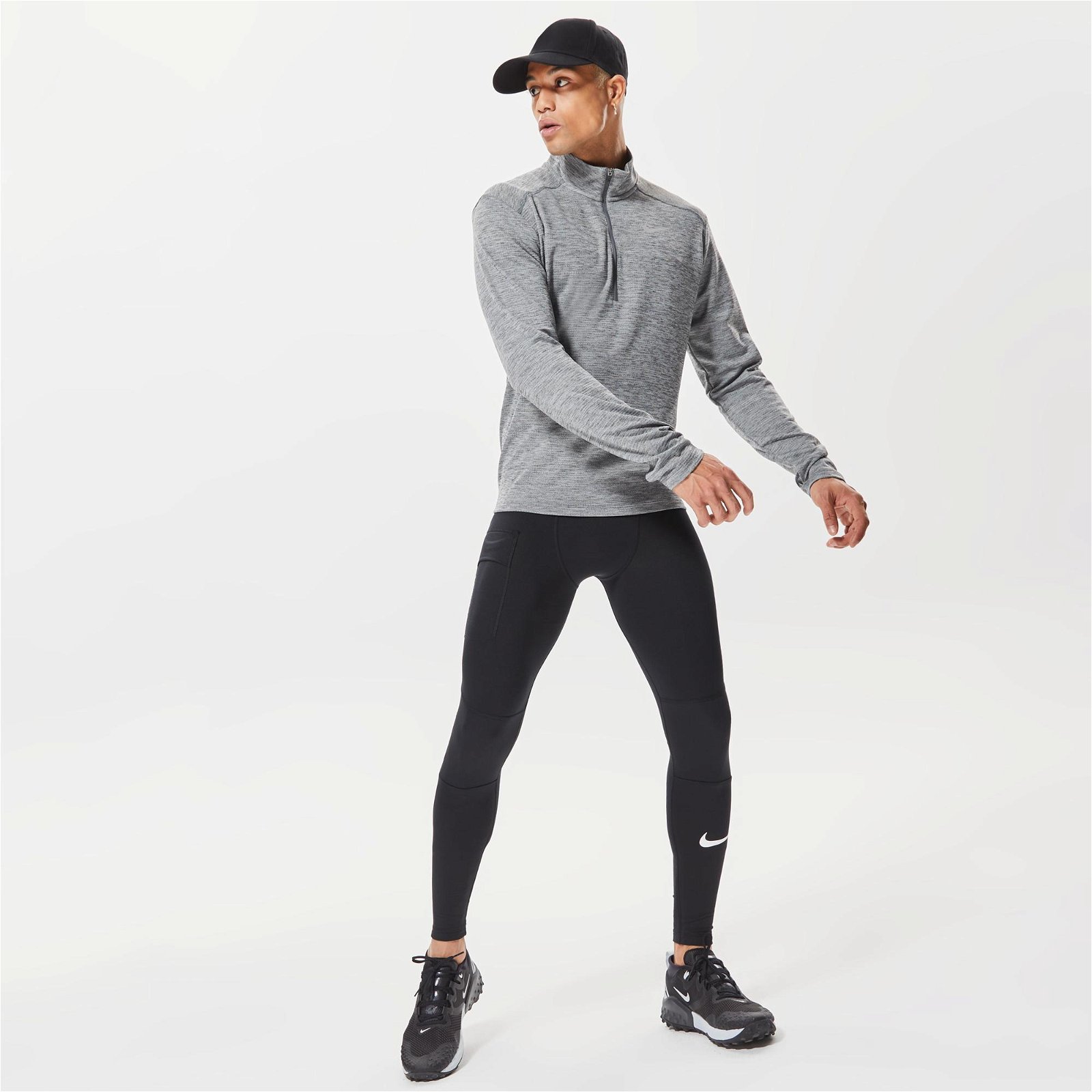 Nike Dri-Fit Pacer Top Erkek Gri Sweatshirt