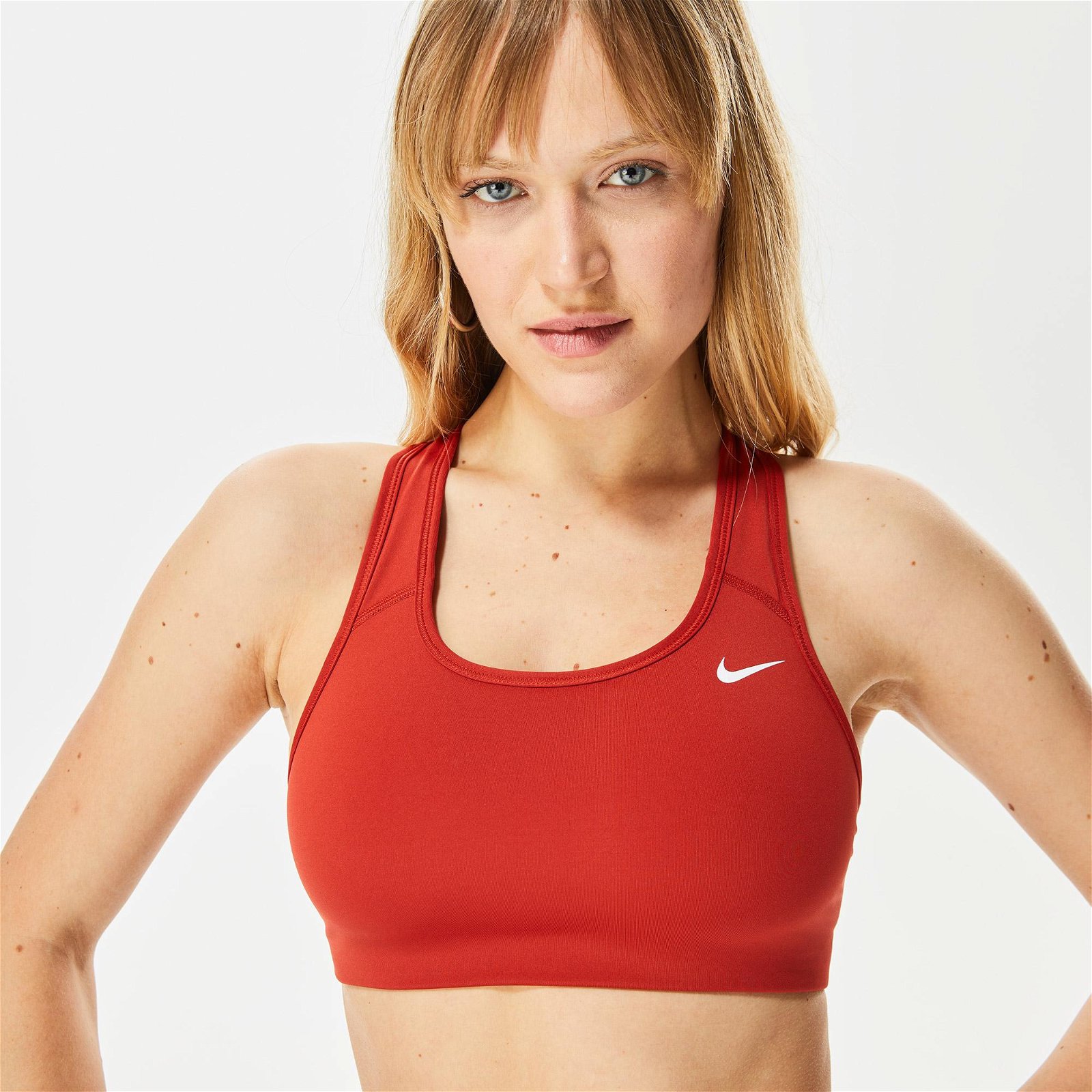 Nike Dri-FIT Swoosh Nonpeded  Kadın Kırmızı Bra