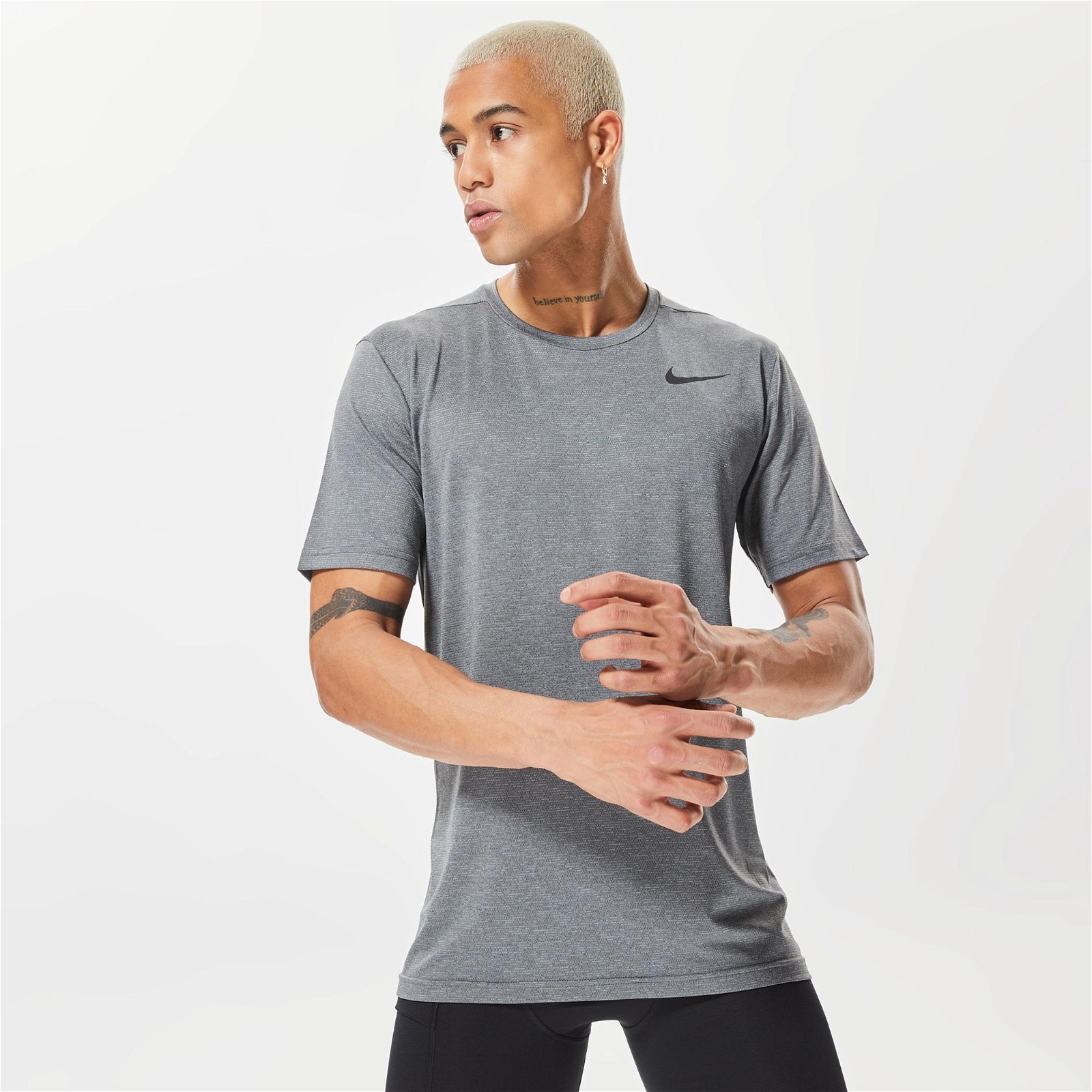 Nike Dri-FIT Top Static Erkek Gri T-Shirt