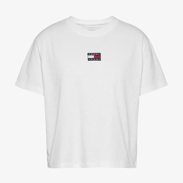  Tommy Jeans Center Badge Kadın Beyaz T-Shirt