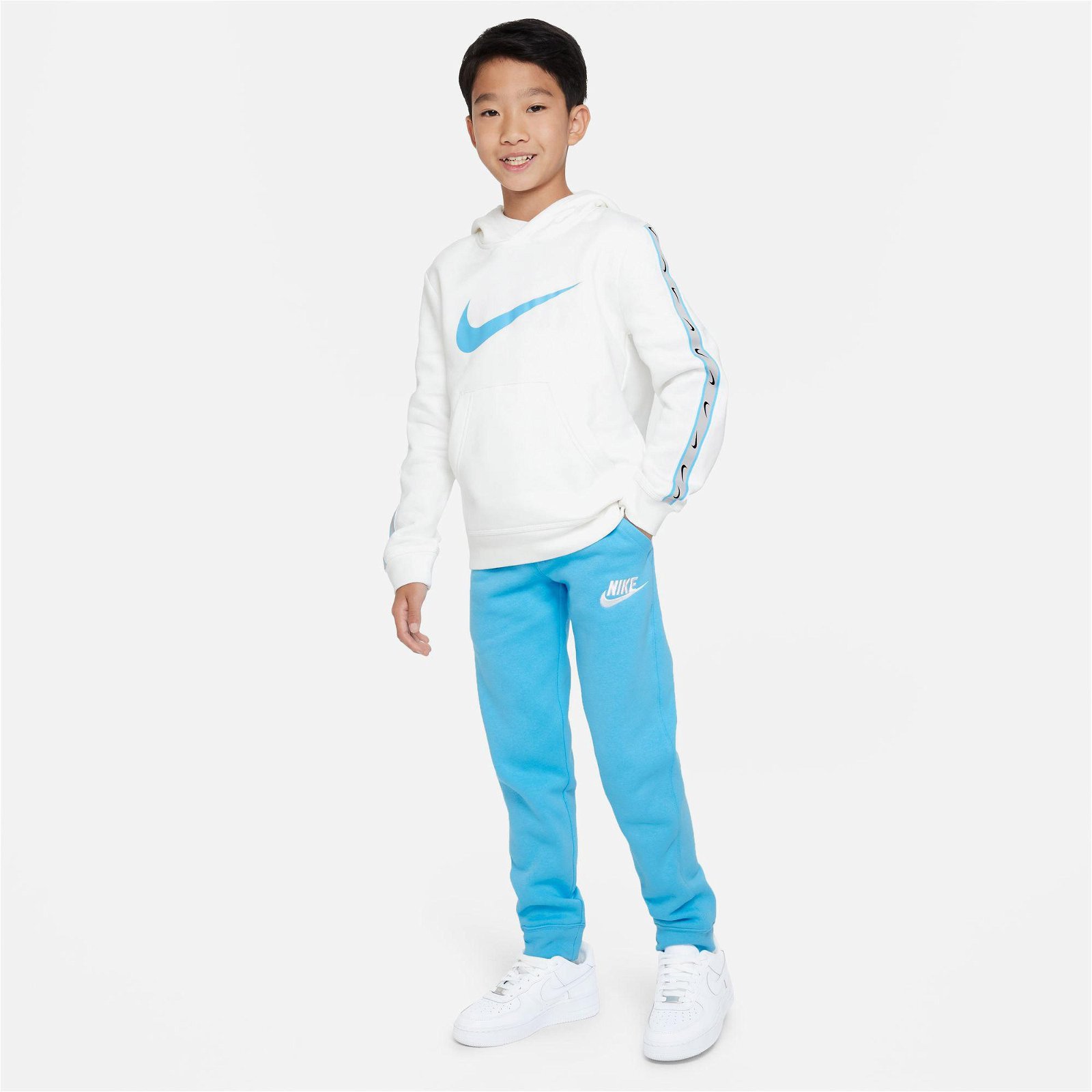 Nike Sportswear Repeat Fleece Pullover Hood Bb Çocuk Beyaz Sweatshirt