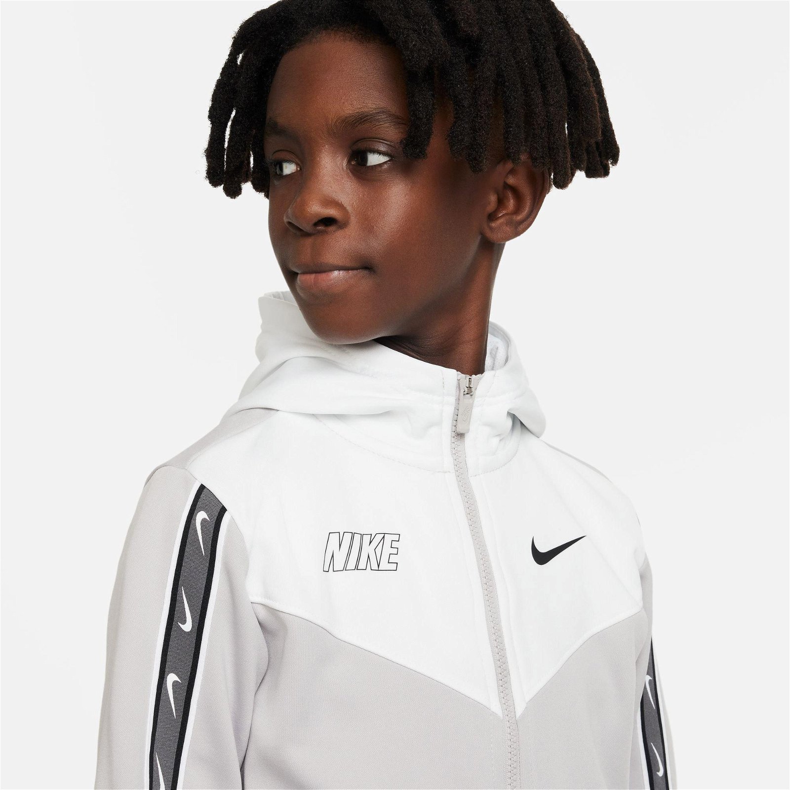 Nike Sportswear Repeat Full-Zip Hoodie Çocuk Gri Sweatshirt