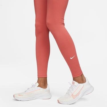  Nike One Dri-Fit Mid Rise Kadın Kırmızı Tayt