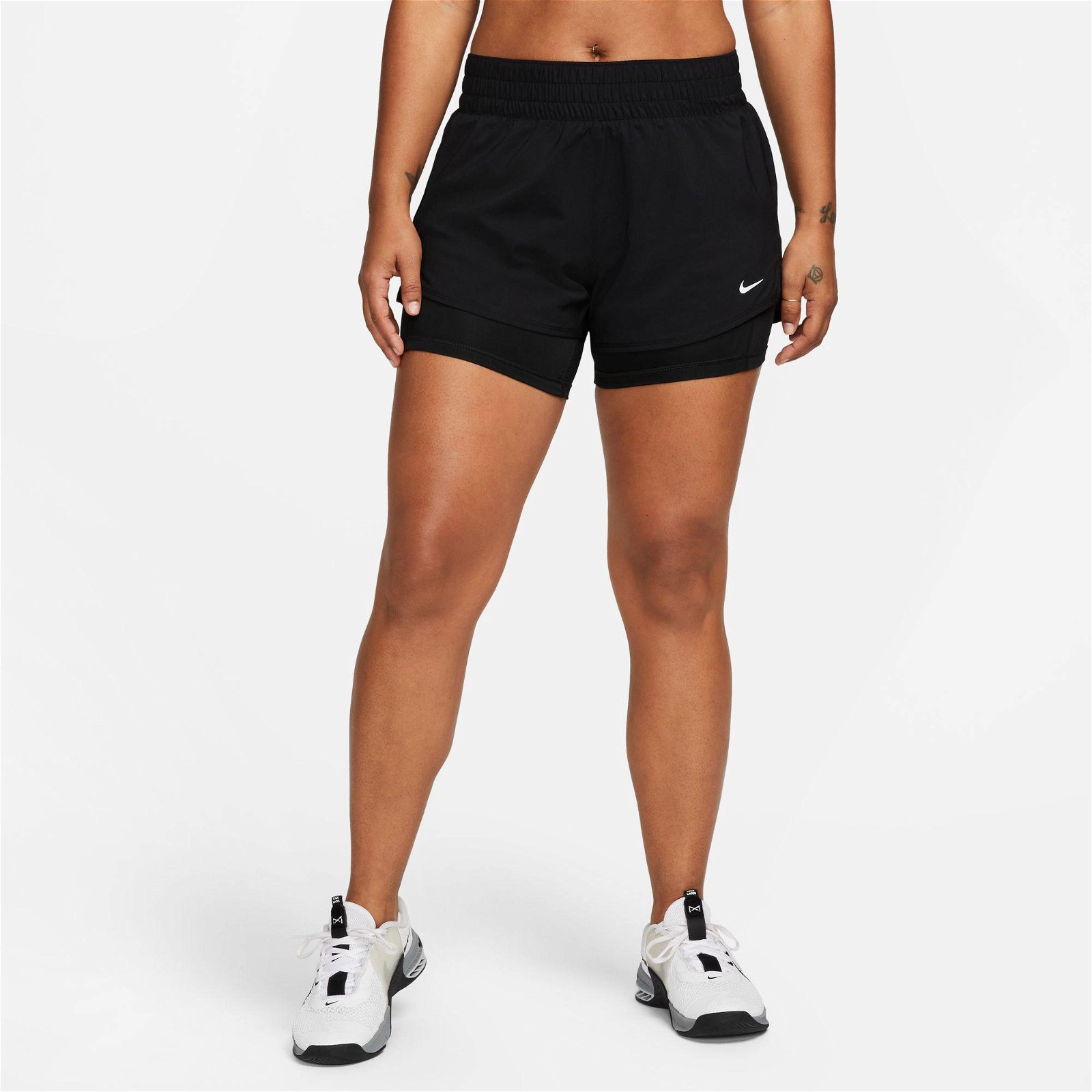 Nike One Dri-Fit Mid Rise 8cm 2N1 Kadın Siyah Şort